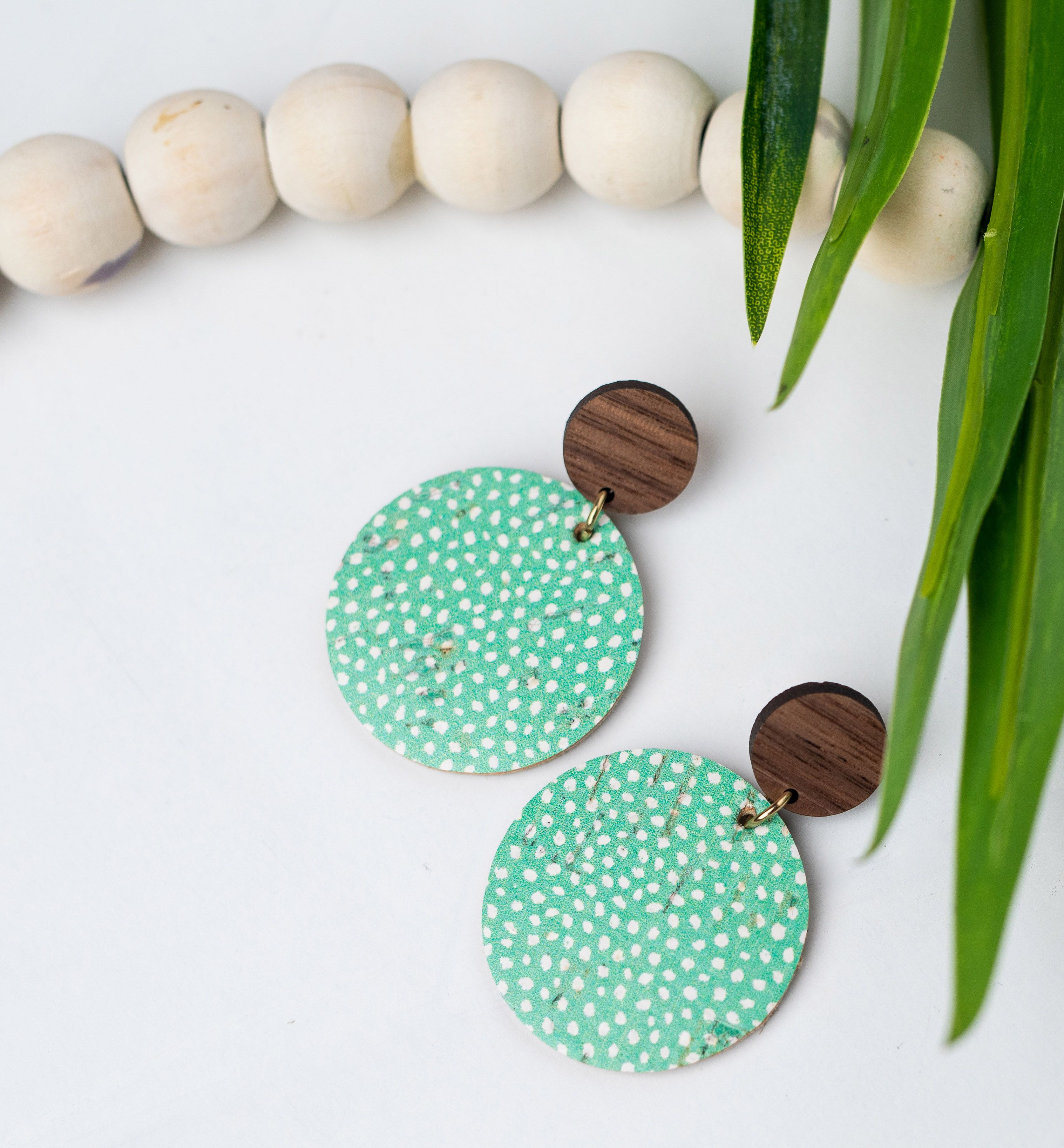 Aqua & White Dots Large Circle