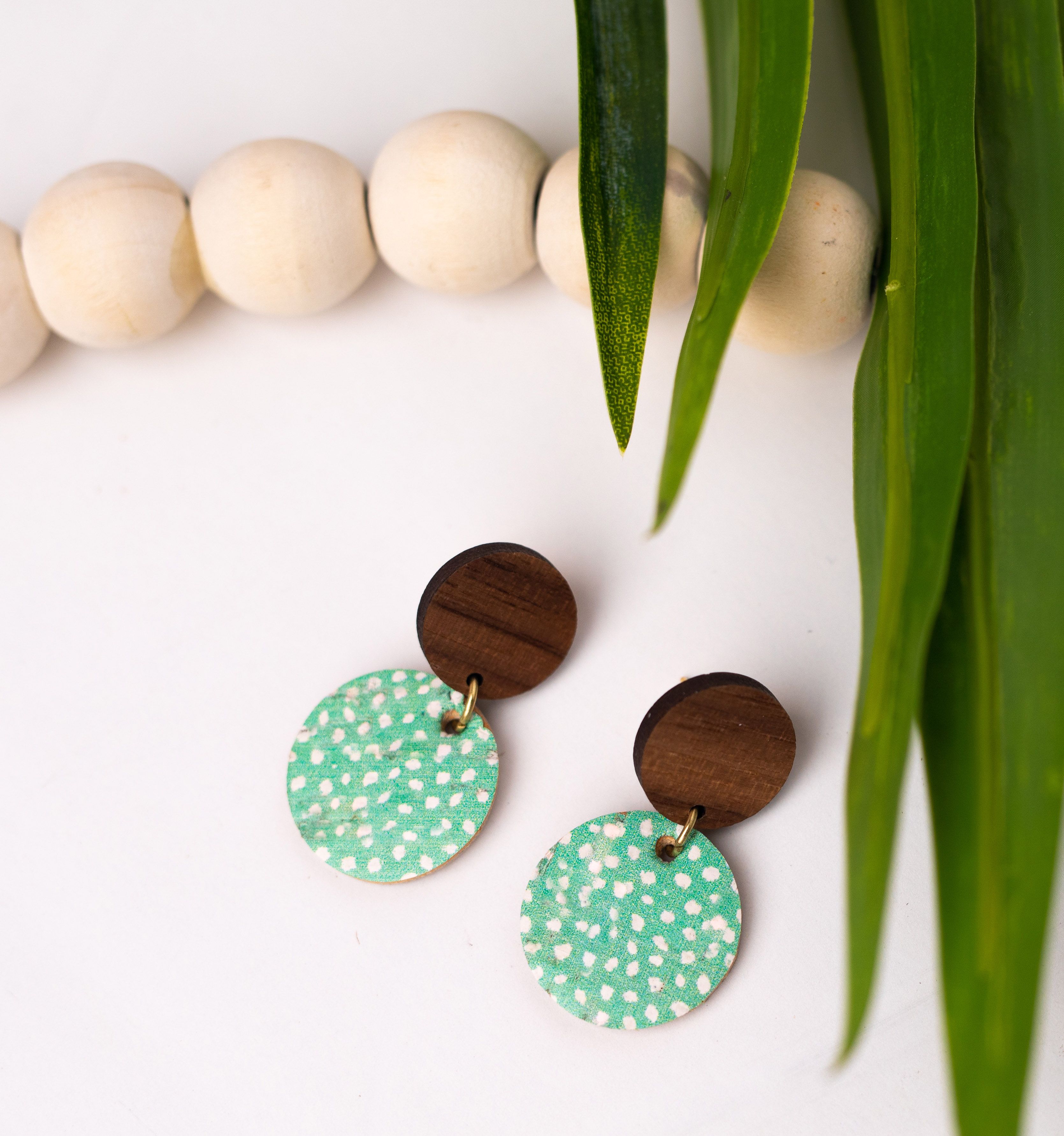 Aqua & White Dots Small Circle