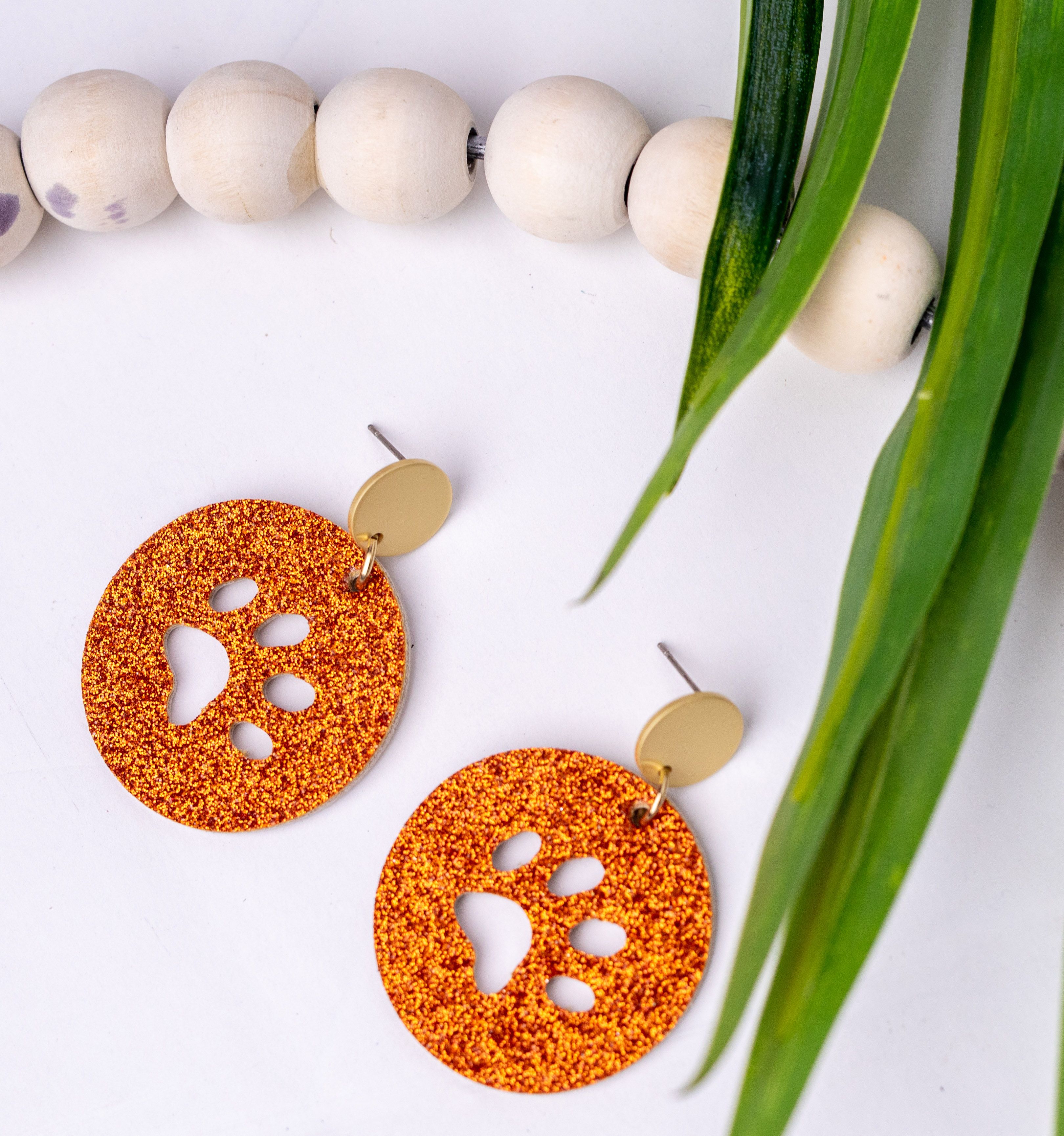 Clemson Large Circle - Burnt Orange Fine Glitter