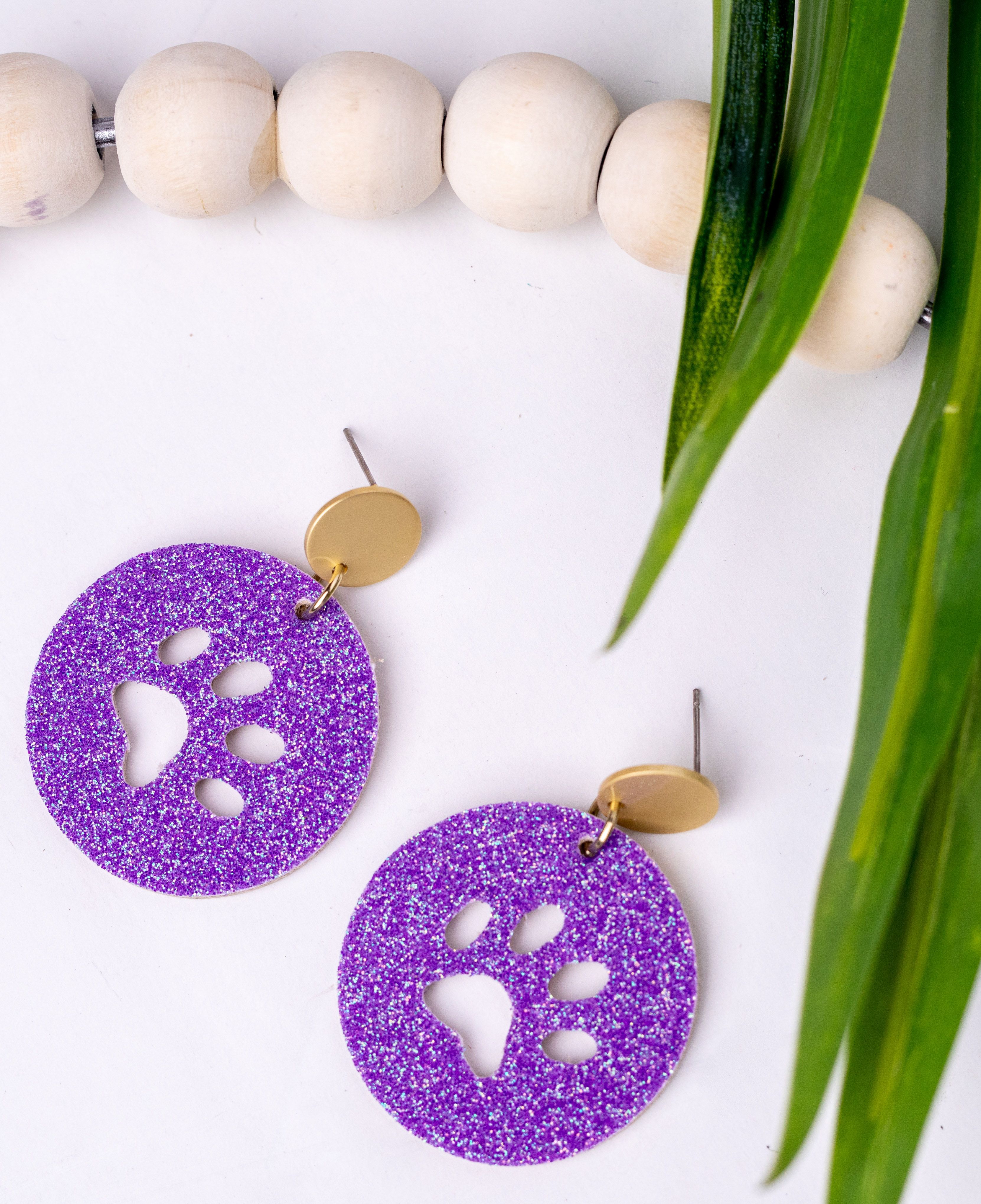 Clemson Large Circle - Purple Fine Glitter