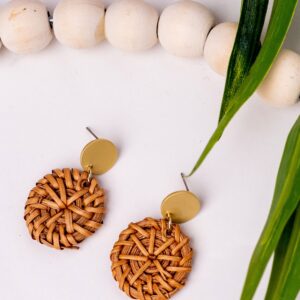 Rattan Brown Small Circle with Gold