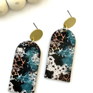 Turquoise & Brown Leopard Long D-shape