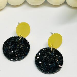 Black Chunky Glitter Small Circle with Gold