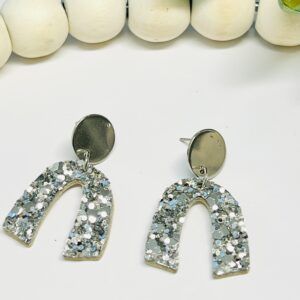 Silver Chunky Glitter Small Horseshoe with Silver