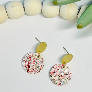 Candy Cane Chunky Glitter Small Circle with Gold
