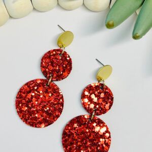 Red Chunky Glitter Teardrop with Gold