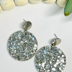 Silver Chunky Glitter Large Circle with Silver