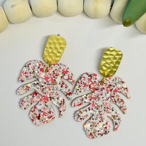 Chunky Candy Cane Glitter Leaf