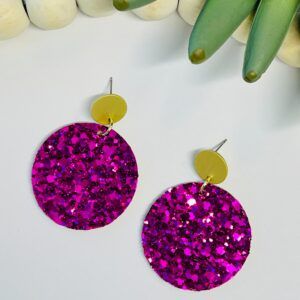 Fuchsia Chunky Glitter Large Circle
