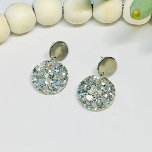 Silver Chunky Glitter Small Circle with Silver