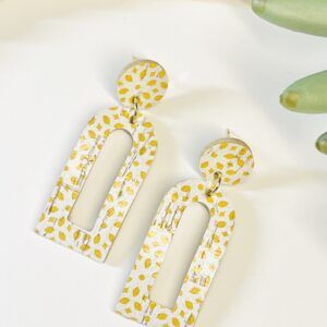 Yellow Abstract D shaped with Cork Stud