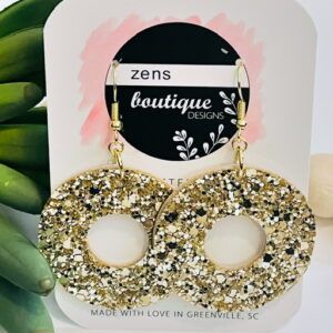 Gold Chunky Glitter Large Circle Dangle