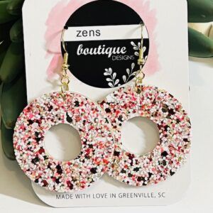 Candy Cane Chunky Glitter Large Circle Dangle