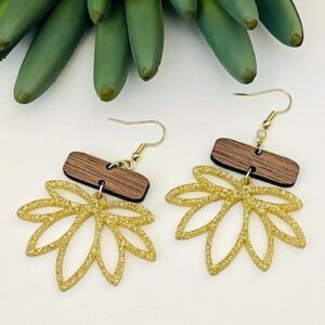 Gold Acrylic Flower Dangle