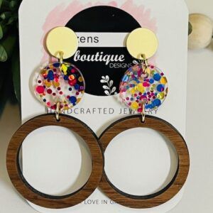 Confetti Acrylic & Wood Tear Drop