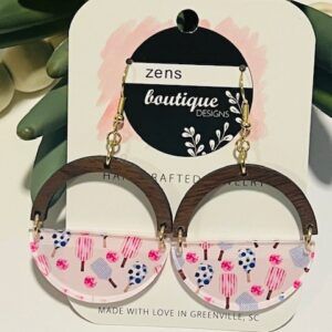 Pickleball Acrylic/Dark Wood Dangle