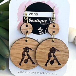 Pickleball Woman Wood Dangle
