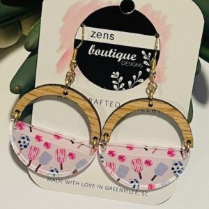 Pickleball Acrylic/Light Wood Dangle